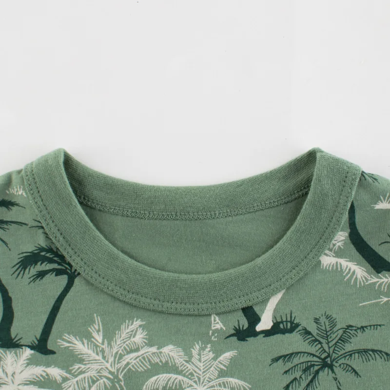 2024 Summer Girls Coconut Tree Print T Shirt Short Sleeve Kids Clothes Letters Girl T-Shirts Clothes Cotton Tops Seabeach Wear