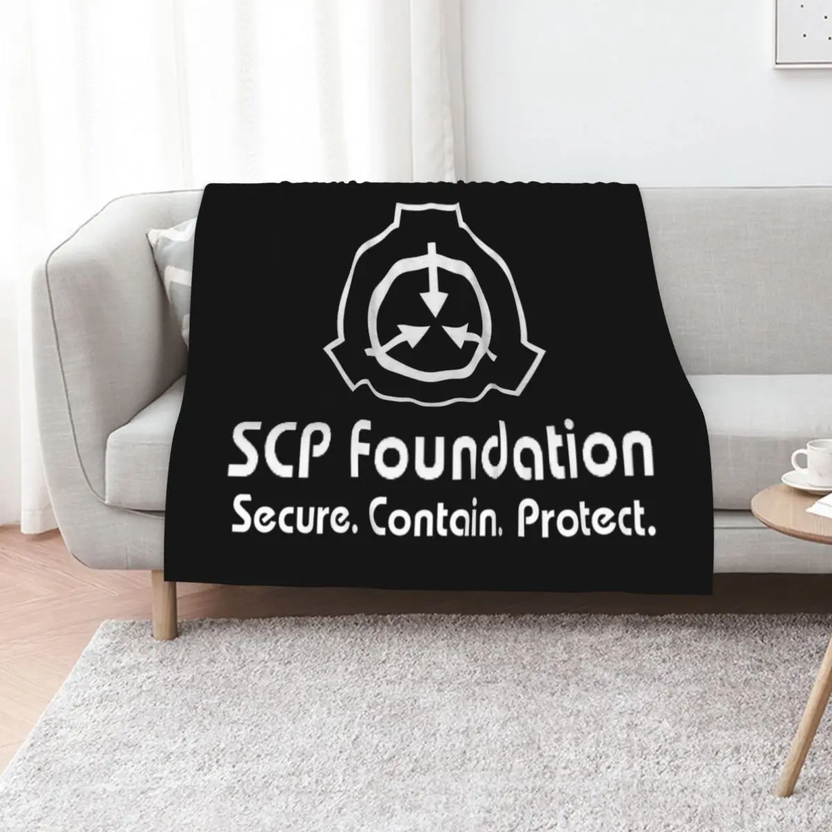 

SCP Secure. Contain. Protect (Black) Throw Blanket Decorative Beds Winter beds wednesday Bed covers Blankets