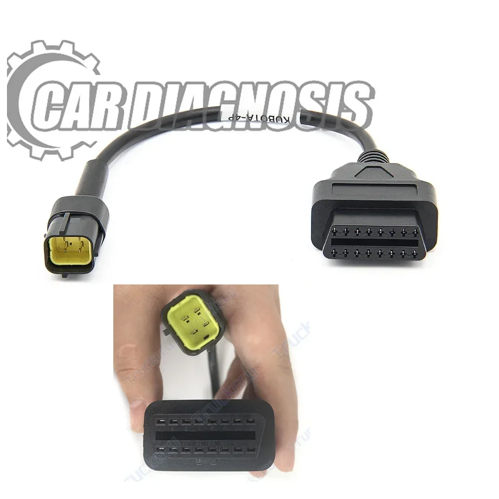 For Kubota Diagmaster 4 Pin cable to OBDII 16 Pin Extesnion Cable Fits KUBOTA 4PIN Takeuchi Diagnostic Tool/Scanner/Code Reader