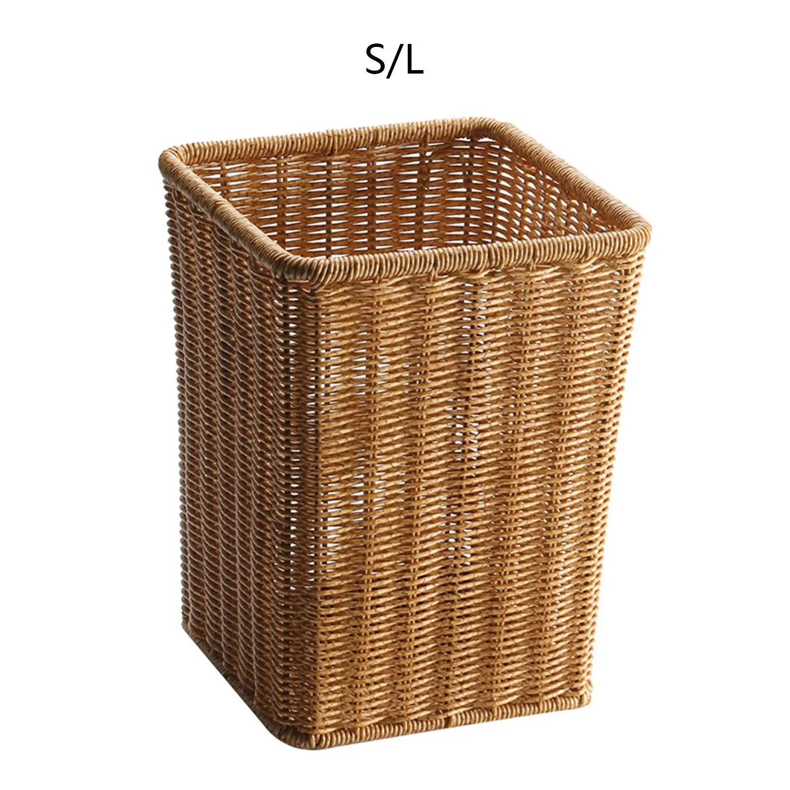 Handwoven Storage Basket Multipurpose Wastebasket Woven Waste Bin Laundry Basket Bin for Bathroom Home Utility Room Kitchen