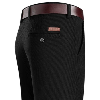 Mens Business Casual Pants Corduroy Suit Pants Autunn Formal Dress Pants Brown Navy Khaki 29-42 4