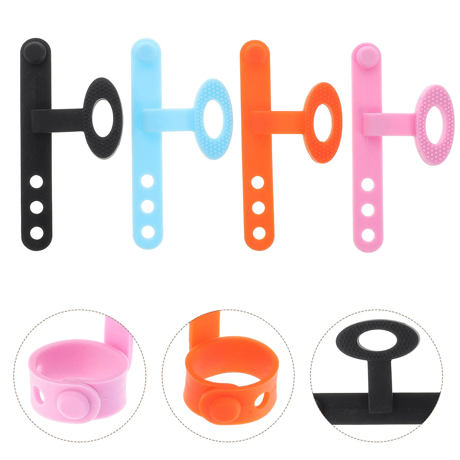 

4pcs Picks Grip Silicone Finger Protectors Anti-Slip Adjustable Fit Pick Holder For Beginners Accessories Storage Organizer
