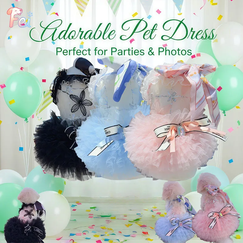 

Elegant Black White Tutu Dress with Lace Bow, Small Dogs Wedding Party Gown, Carnival Photo Outfit for Teddy Bichon