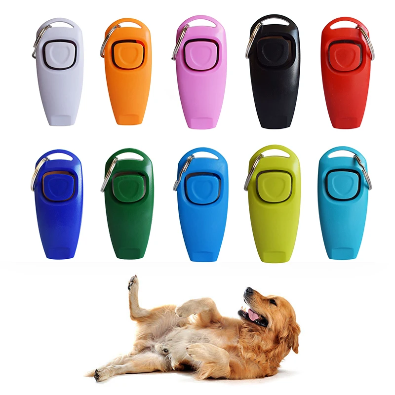 Pet Cat Dog Training Clicker Plastic New Dog Click Trainer Portable Auxiliary Adjustable Wristband Sound Key Chain Dog