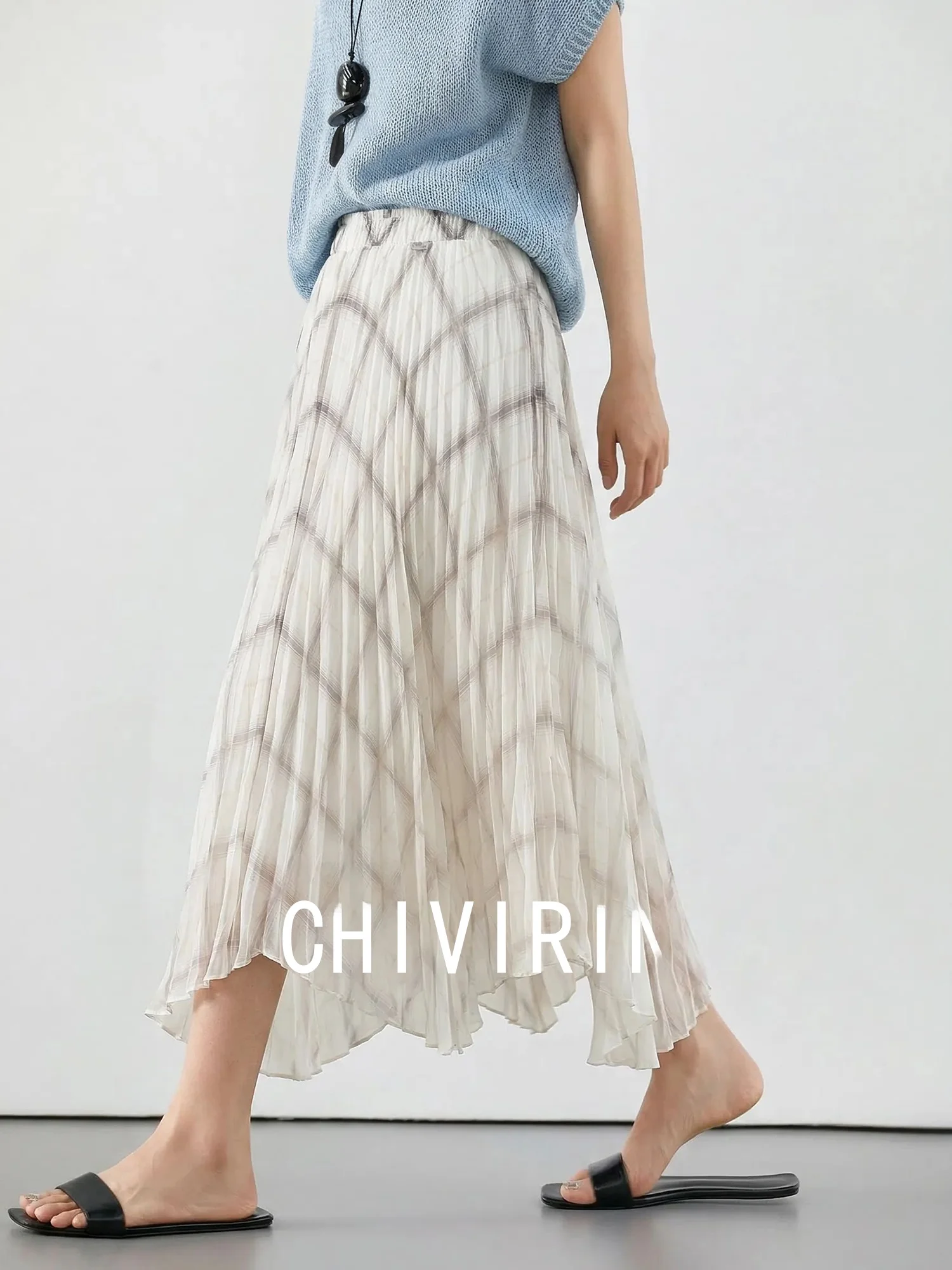 Elegant Floral Print Midi Skirt High Waist Commute Fashion Women's Clothing Slimming Commute Style Half-length Skirt