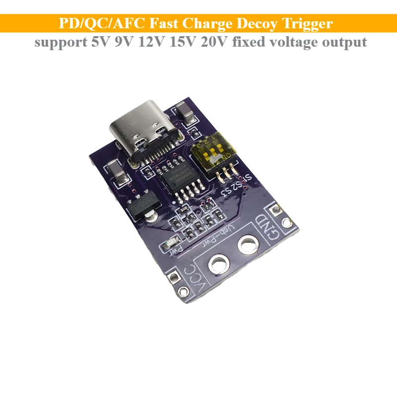 New Mini PD/QC/AFC Fast Charge Decoy Trigger Module Support 5V 9V 12V 15V 20V Fixed Voltage Output Module Upgrade Modify Expand
