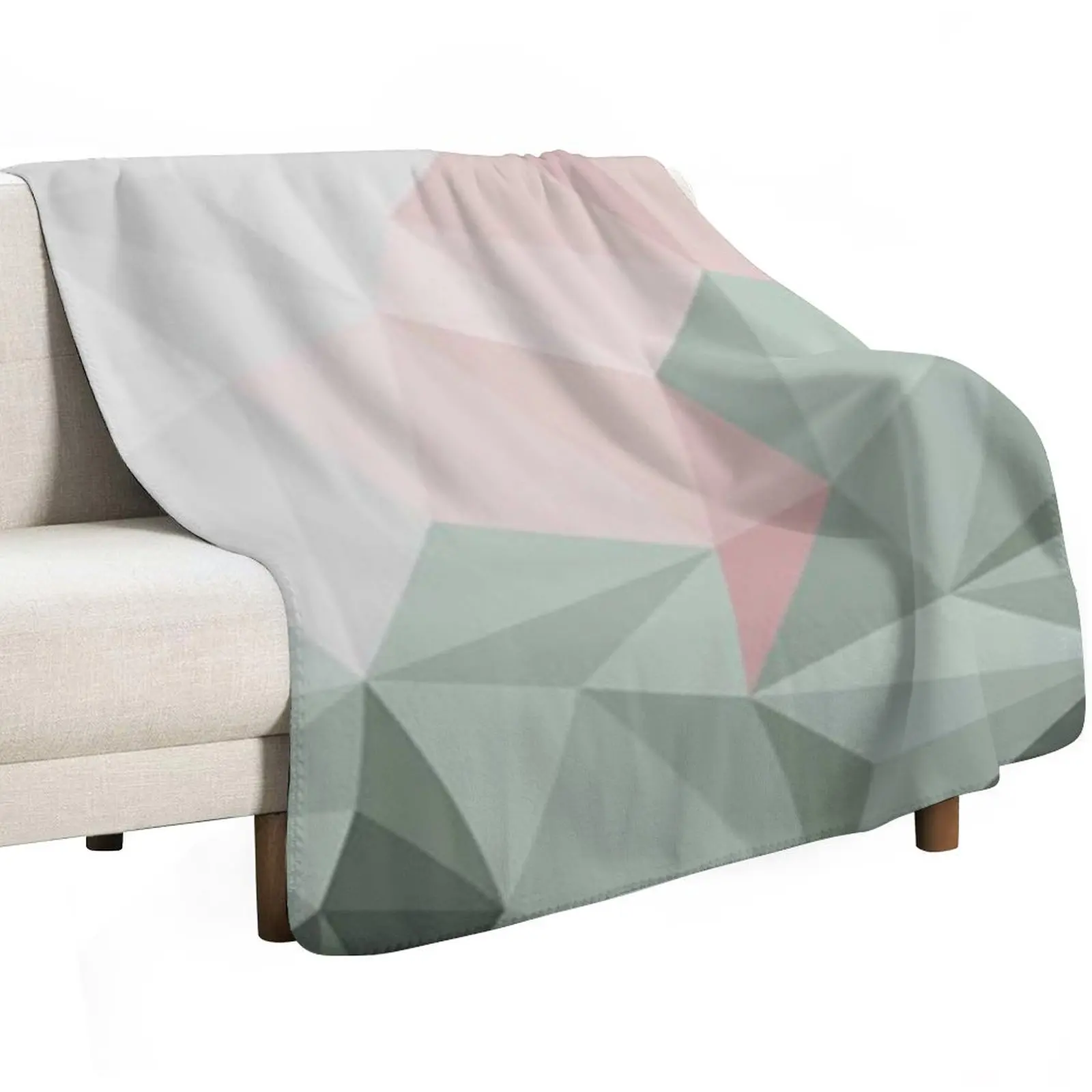 Sage Green & Blush Pink Geometric Throw Blanket Single Cute Plaid Furrys Luxury Brand Bed Fashionable manga Blankets