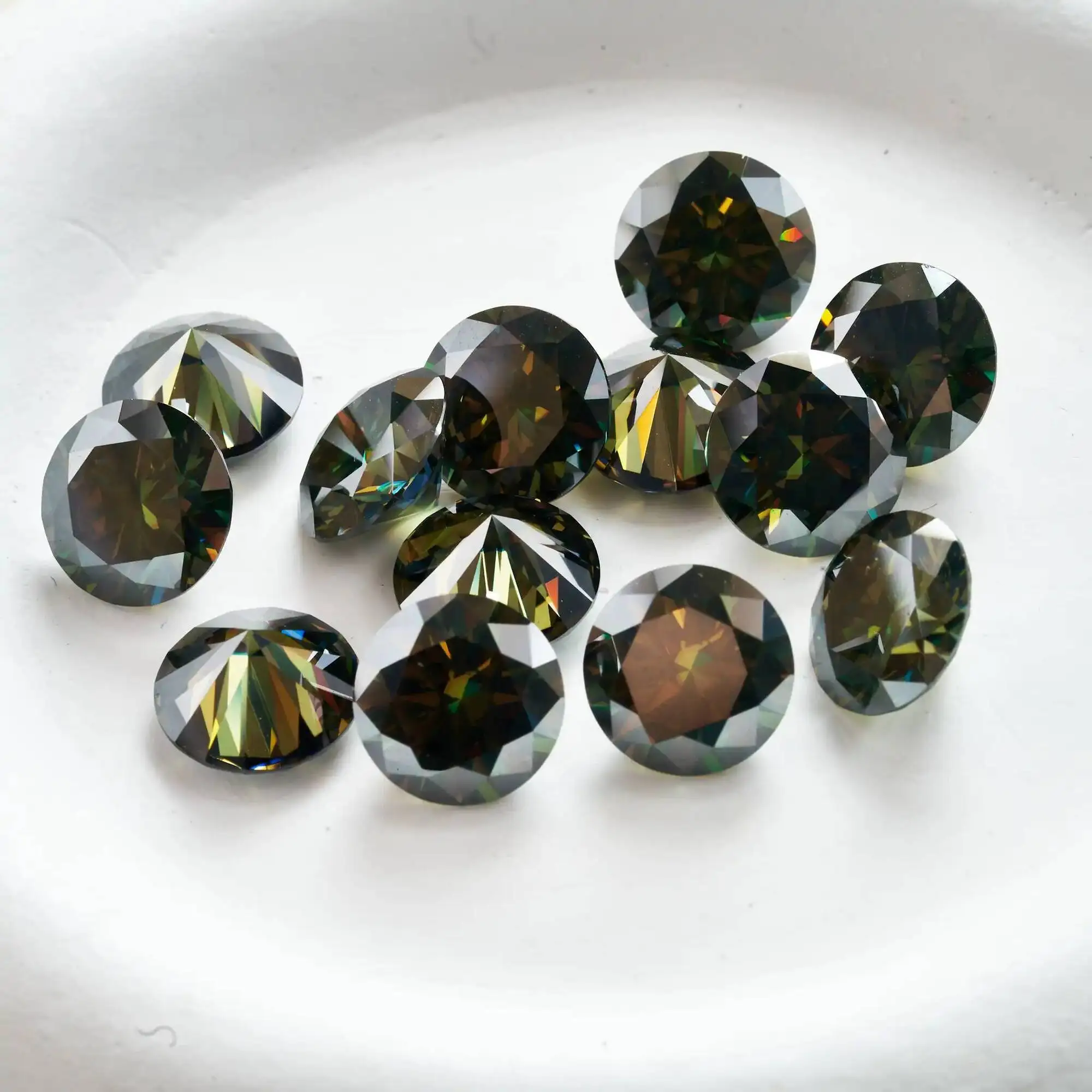 SG Round 0.1ct-5ct Dark Green Loose Moissanite Pass Diamond Tester With Certificate Lab Grown Diamonds Diy Silver Fine Jewerly