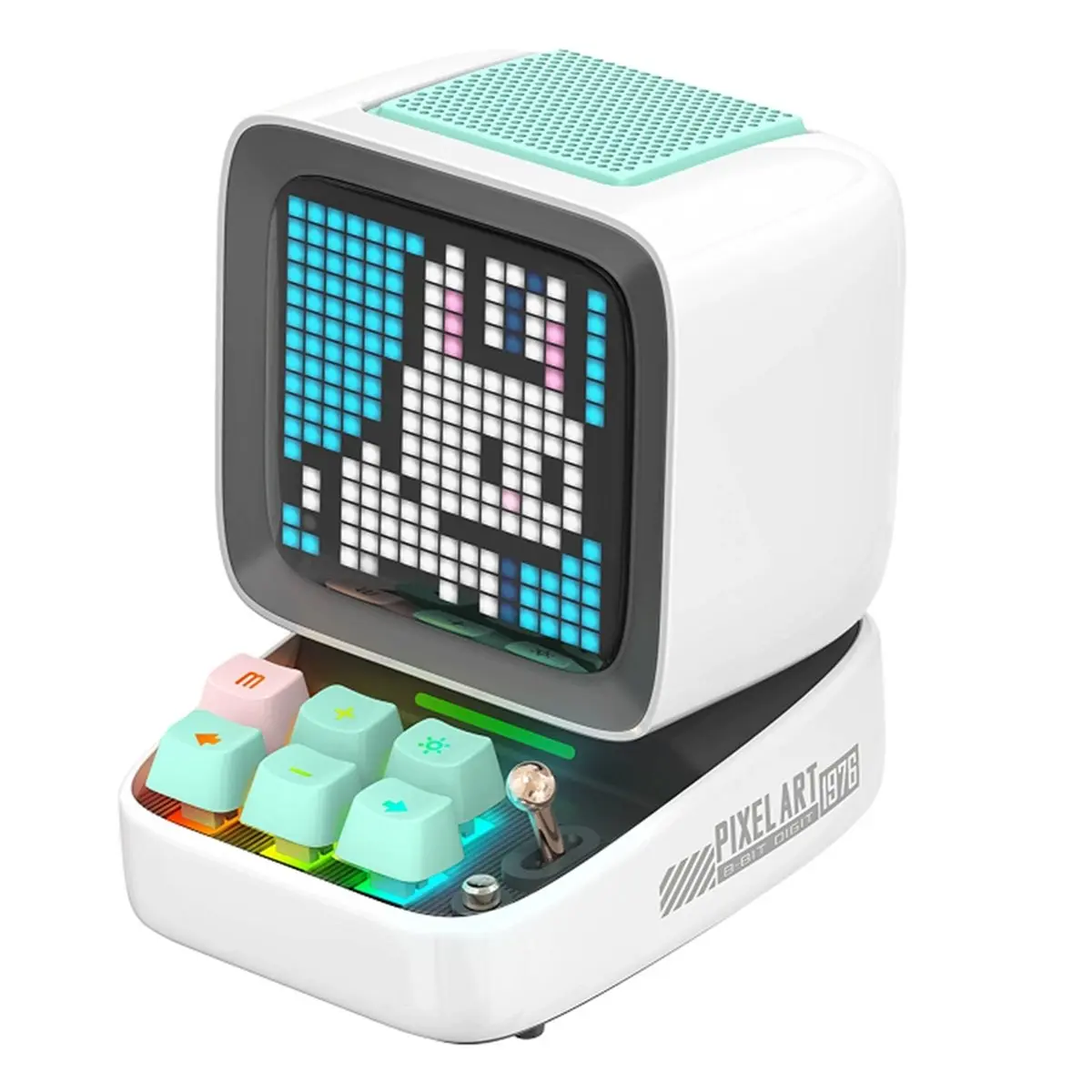 A32I Ditoo-Pro Retro Pixel Art Bluetooth Portable Speaker Alarm Clock DIY LED Display Board, Cute Gift Home Decoration White