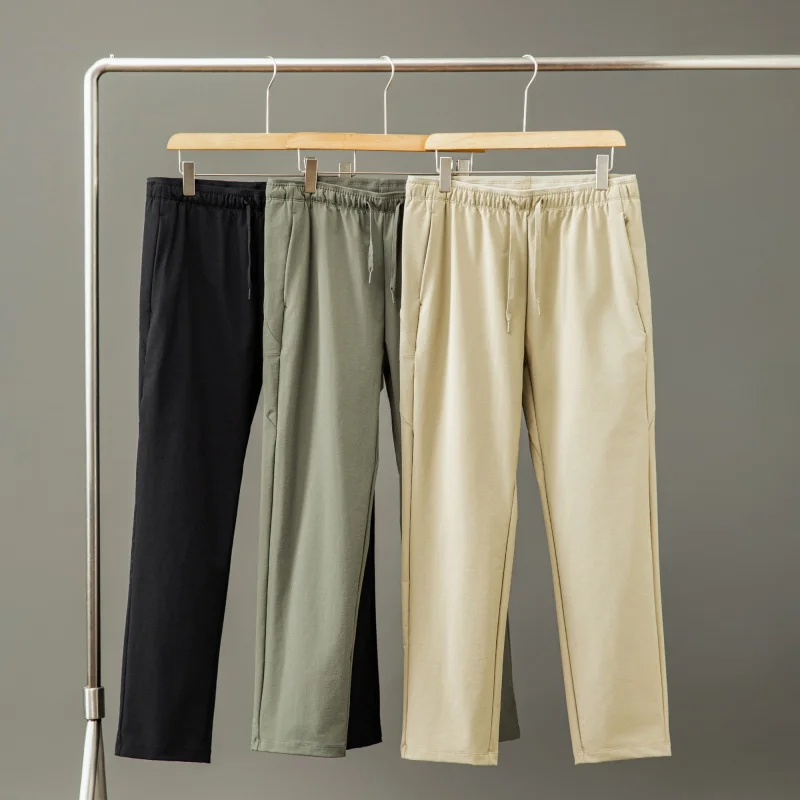 

Men's Casual Sports Pants Tee-Proof Fabric Elastic Breathable Outdoor Straight Leggings Autumn Sle Comfortable Fit Trousers