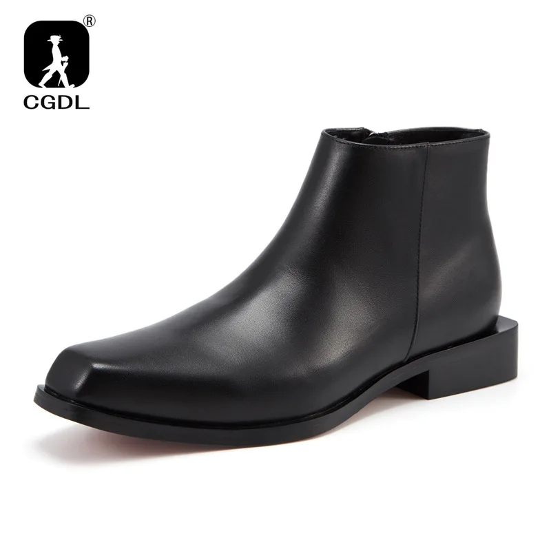 Men Chelsea Boots Genuine Leather Botas Wedding Dress Shoes for Male Formal Business Ankle Boot Winter Warm Black