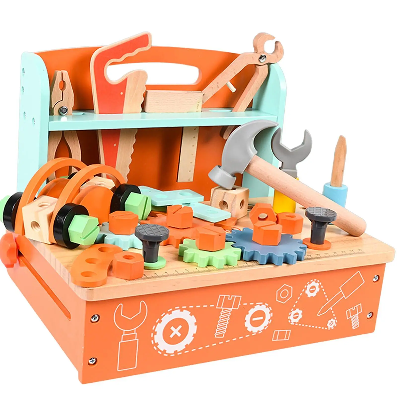 Wooden Tool Toy Assembly Set Montessori Hand Eye Coordination Educational Toys Wooden Building Toys Multiuse for Ages 3-6 Home