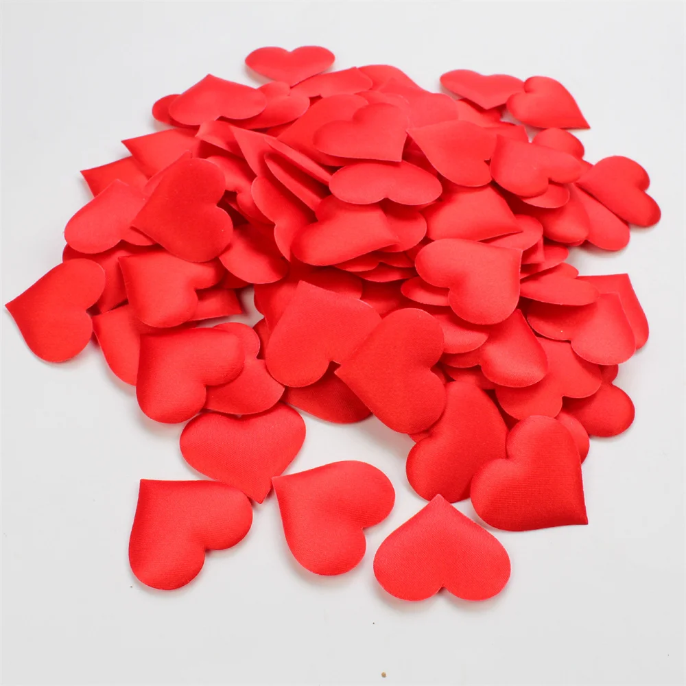 100/200/300Pcs Padded Fabric Throwing Petals Love Heart Table Wedding Party Decorations  Valentines Day Decor Party Supplies