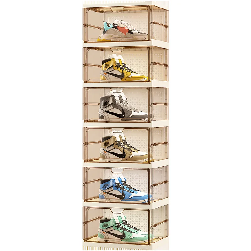 Large Capacity AJ Sneaker Storage Organizer Box Foldable Side Opening Magnetic Door Shoe Box Dustproof Sneaker Organizer Boxes
