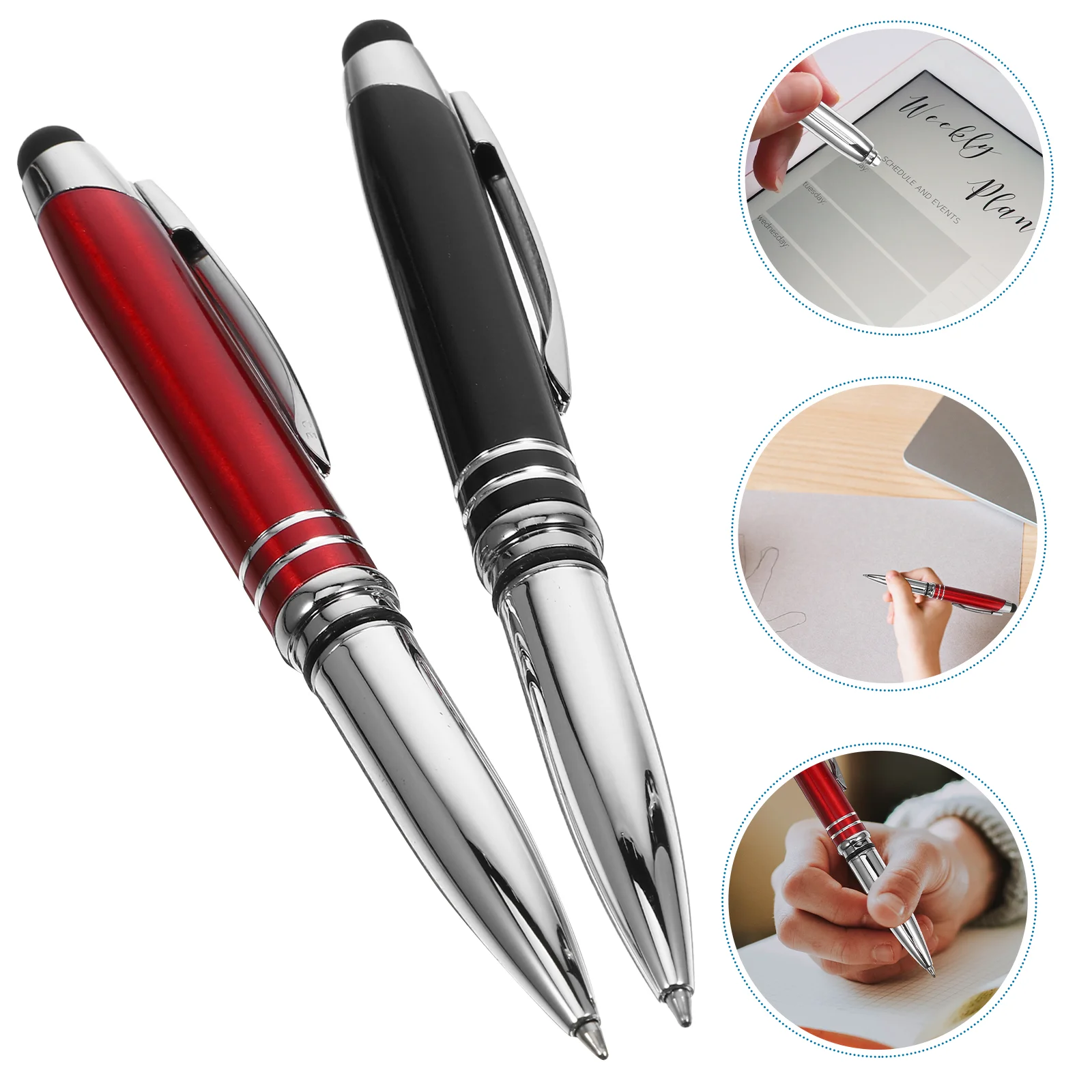 4 Pcs Touch Ballpoint Pen Fun Pens for Kids Lighted Tip Stylus Black Flashlight LED Nurse