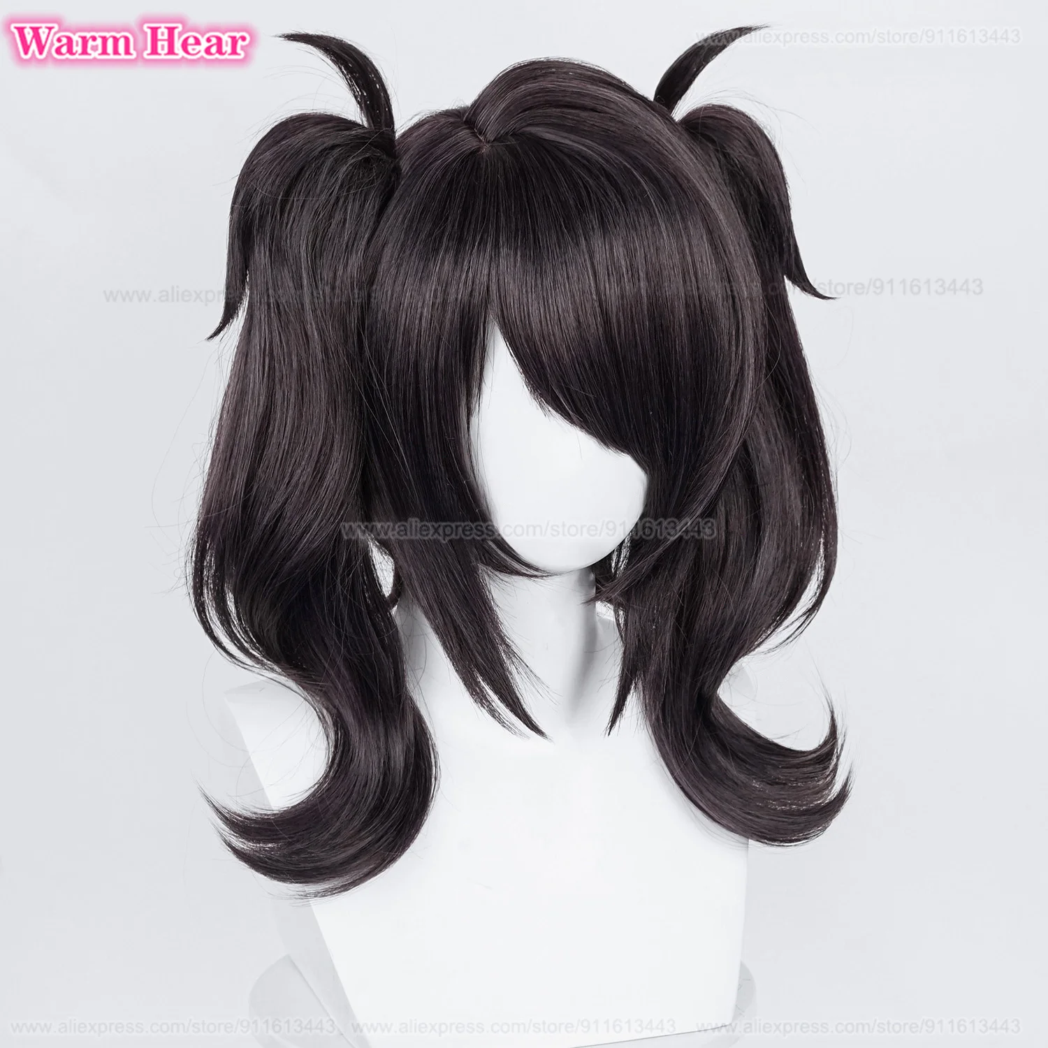 Peluca de Cosplay sintética de alta calidad, pelo negro de Anime ame-chan, resistente al calor, OMG, Kawaii Angel-chan, 45cm