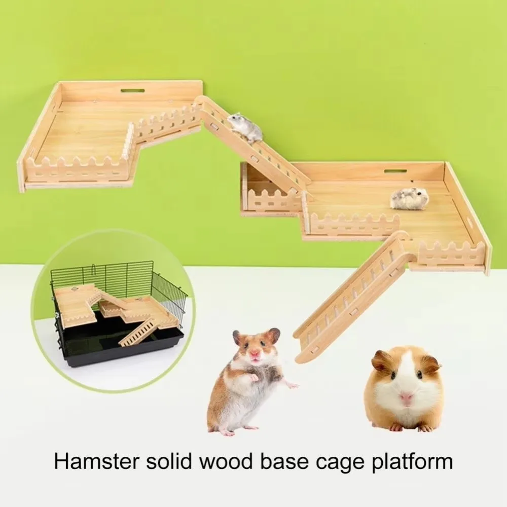 Wooden Wooden Hamster Platform Fence Proof Design Anti-Bite Hamster Nest Ladder Multifunctional Durable Small Pets Stairs Toy