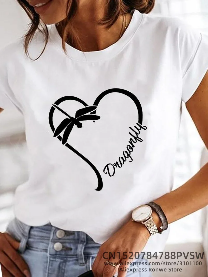 Fashion Short Sleeve Trend Casual T-shirts Clothes Women Female Summer T Clothing Ladies Print Graphic Tee