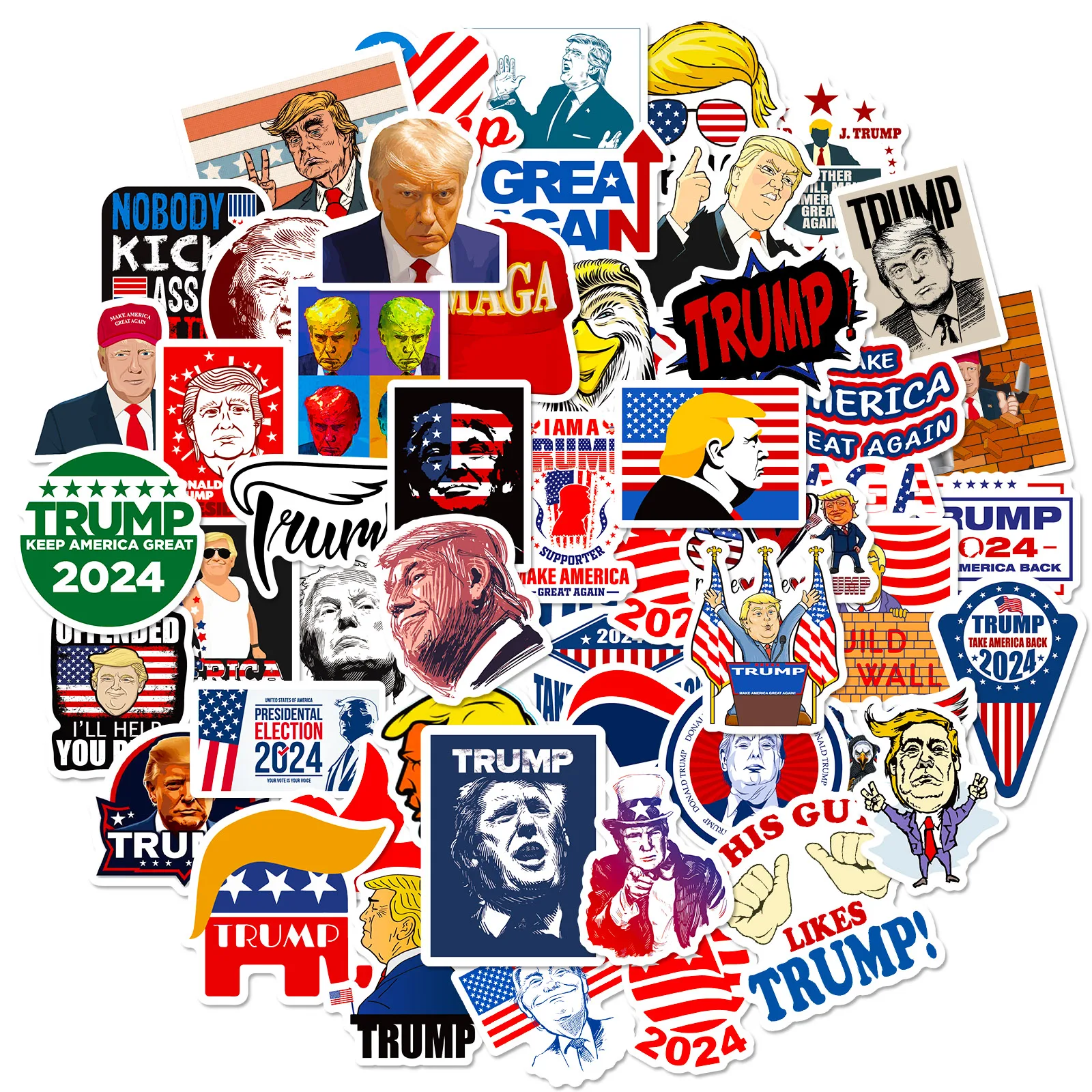 50pcs Donald Trump Stickers 2024 Trump Election Stickers Theme For Laptop Phone Car Waterproof Decals