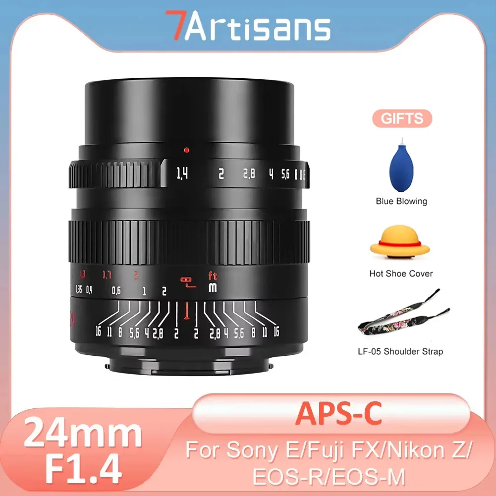 7artisans 24mm F1.4 APS-C Manual Portrait Large Aperture Lens for Sony E Nikon Z Canon RF EOSR EOS M Fujifilm X M43 A7MIV A7R5