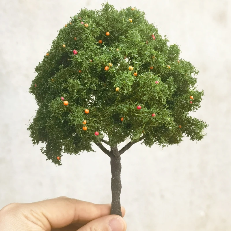 17cm micro landscape flower tree model fruit tree wire trunk model tree doll house hand decorative model scale train layout