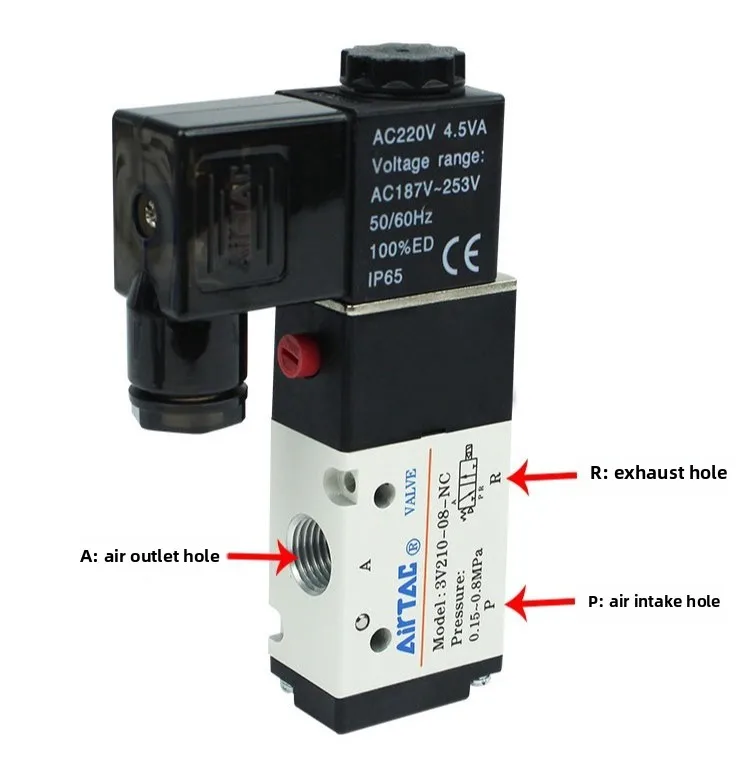 

AirTAC 4V series pneumatic solenoid valve 5/3-channel reversing, 4V130C-15 voltage 12-2220V, suitable for compressed air systems