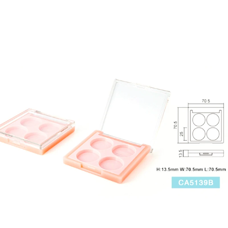 4 grid persegi panjang Eyeshadow pigmen wadah kosong palet bening plastik portabel lipstik Dispenser Case Tray Makeup Cosmet