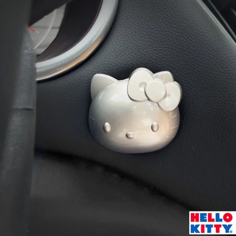 One-click Start Protective Cover Car Interior Modification Button Decorative Sticker Ignition Switch Cap Sanrio Kitty Gift