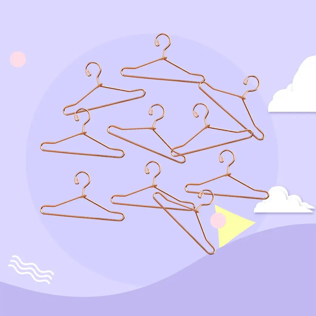 

Miniature Clothes Garment Rack Hangers for 2 Year Old Girls Dolls 10pc Metal Dollhouse Accessories Organizer Designer Display