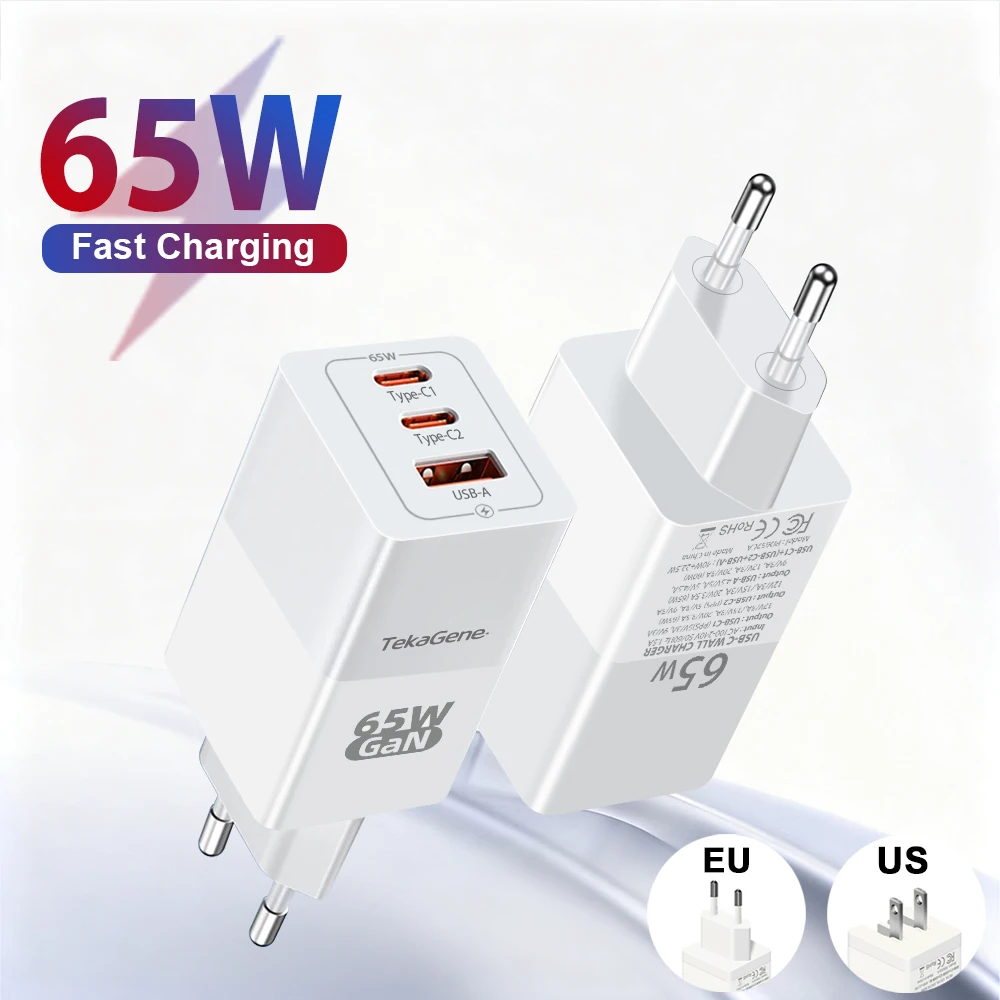 

GaN Fast Charging 65W For Samsung USB Type C Charger EU US PD Quick Charge Wall Phone Laptop Adapter For iPhone 17 Xiaomi Huawei