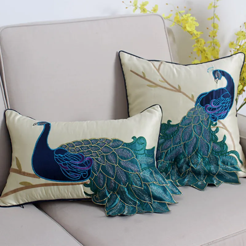 

Luxury Cushion Cover Peacock Feather Colorful Home Decorative Throw Pillows Modern Cushion Covers for Sofa Couch Bedroom Cars