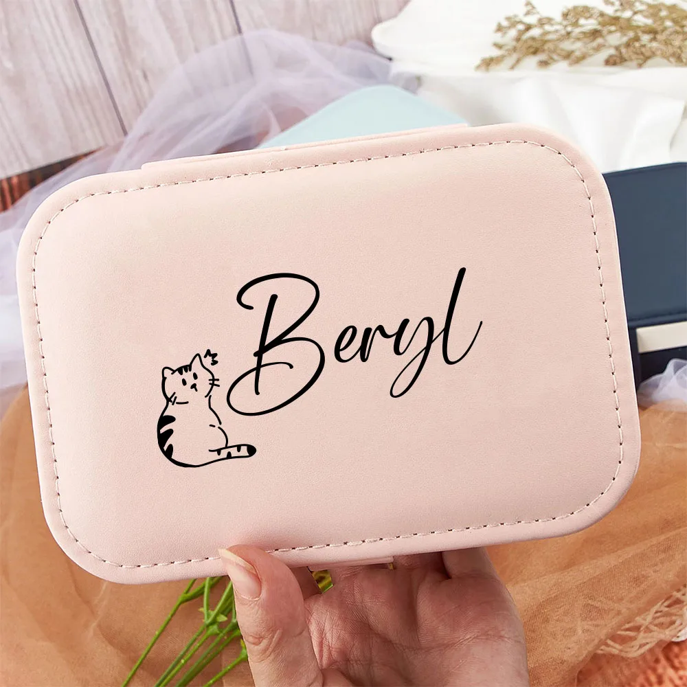 Personalised Travel Jewelry box Custom Name Portable Jewelry Case Leather Jewelry Travel Case Best Friend Gifts Christmas Gifts - Image 4