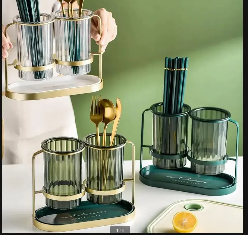 

Wrought Iron Acrylic Chopsticks Holder Drain Rack Chopsticks Storage Bucket Cutlery Bucket Spoon and Fork Storage Rack Shelf