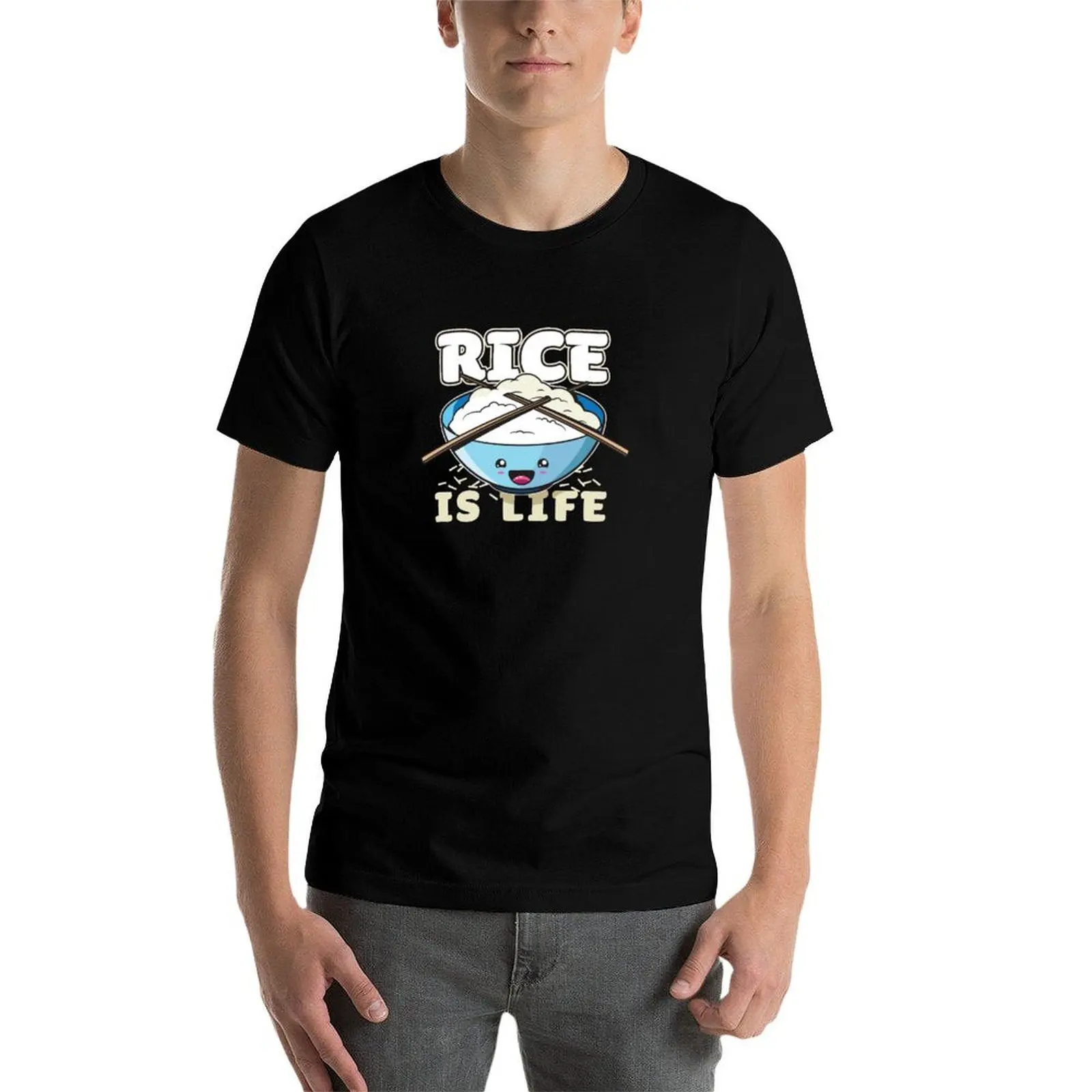 Rice is Life Kawaii Anime Cute Character Food Rice Filipino T-Shirt funny t shirts man man tshirt