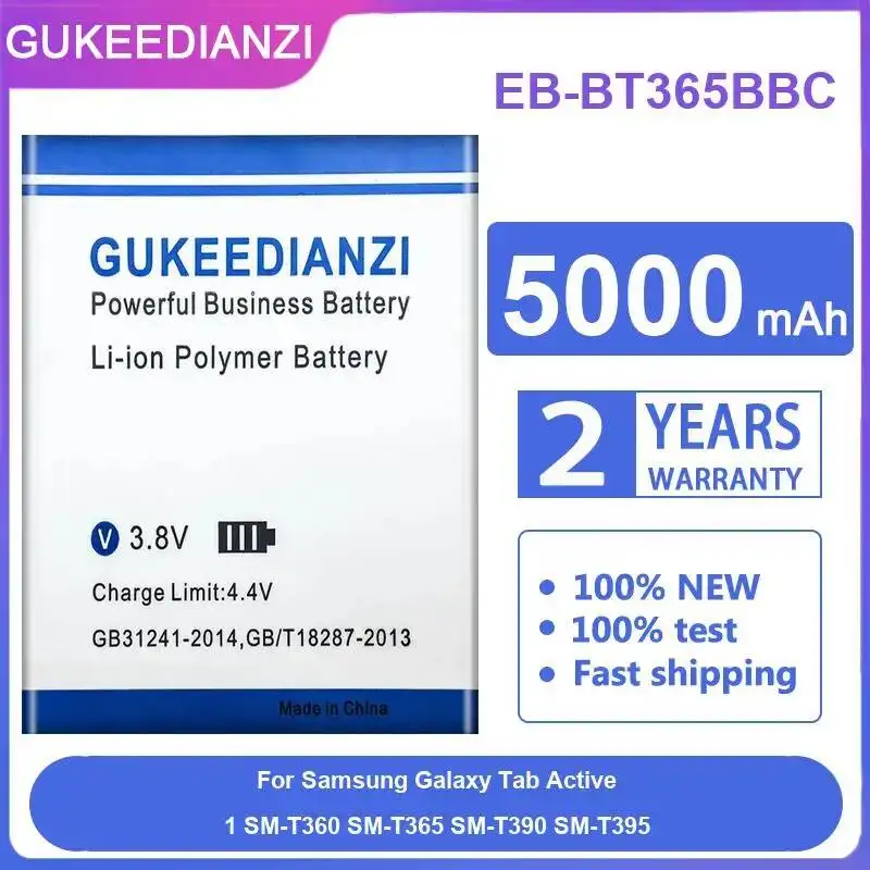 For Samsung Galaxy Tab Active 1 SM-T360 SM-T365 SM-T390 SM-T395 EB-BT365BBC Tablet Battery Reliable Replacement 5000mAh