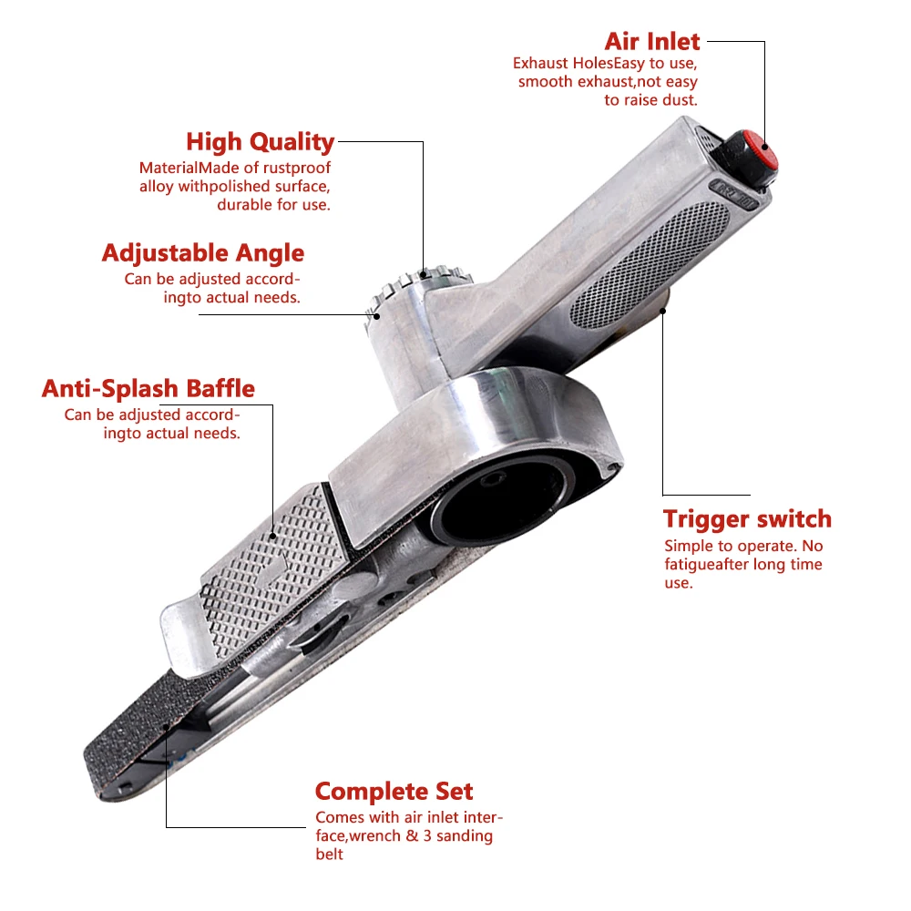 520*20mm Mini Air Belt Sander Sanding Machine Handheld Angle Grinder Polishing Grinding Industrial Pneumatic Tool Air Compressor - view 3