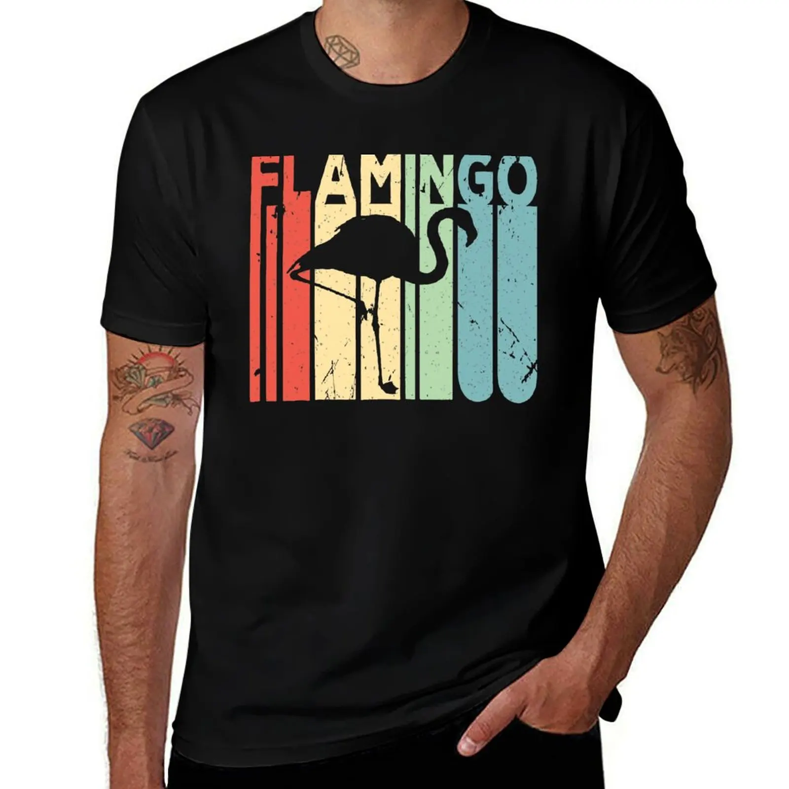 

shirts Retro t mens t shirts dark graphic t funny Flamingo T-Shirt Vintage cotton man shirts humor