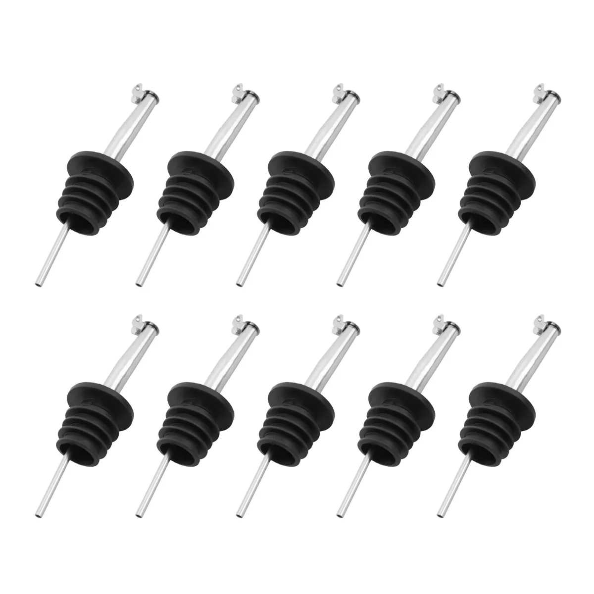 10-Pack Stainless Steel Wine Pourers Liquor Pour Spouts Set for Wine Liquor Olive Oil Coffee Syrup Vinegar Bottles