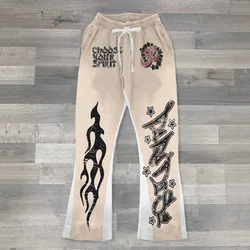 Y2k pantolon erkekler gevşek 3D baskı pantolon Casual Sweatpants orta bel sportif kadın giysileri Streetwear Hip Hop Vintage alevlendi pantolon