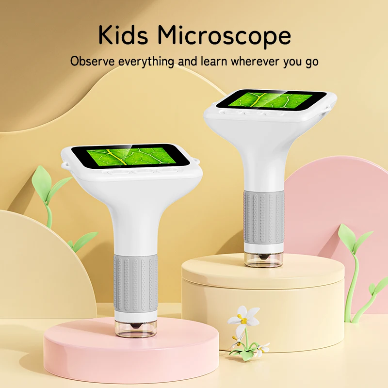 Children's Digital Microscope 2-Megapixel HD 3-Inch Large Screen Student Learning Magnifying Glass for Educational Exploration