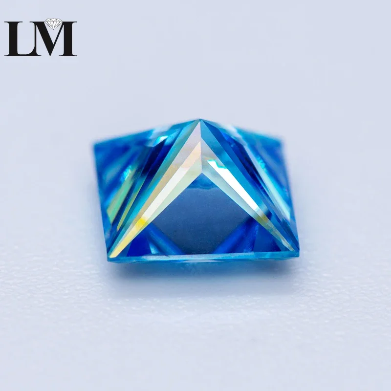 Moissanite Stone Ice Blue Color Princess Cut Lab Grown Diamond Gemstone Advanced Jewelry Making Material With GRA Certificate