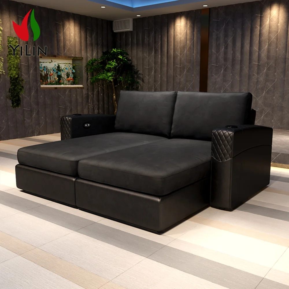RH718 Luxury Electric Recliner Sofa Theater Furniture Modern Fabric Home VIP Movie Theater Sectional Sleep Bed Living Room