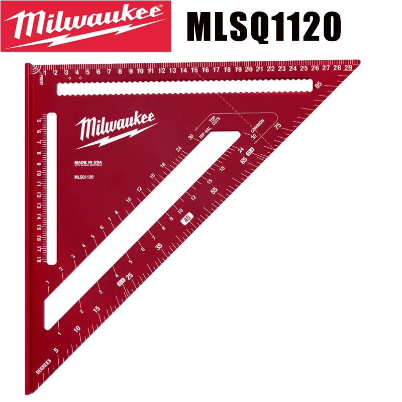Milwaukee MLSQ1120 - Escuadra para vigas de 180 mm, aleación de aluminio, marcado de alta visibilidad para carpintería y diseño de madera