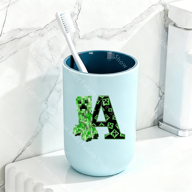 2026 10.5CM Kawaii Cartoon Mouthwash Cup for Adult MinecraftedCute Letter Toothbrush Cups Home Portable Couple Family Bathroom