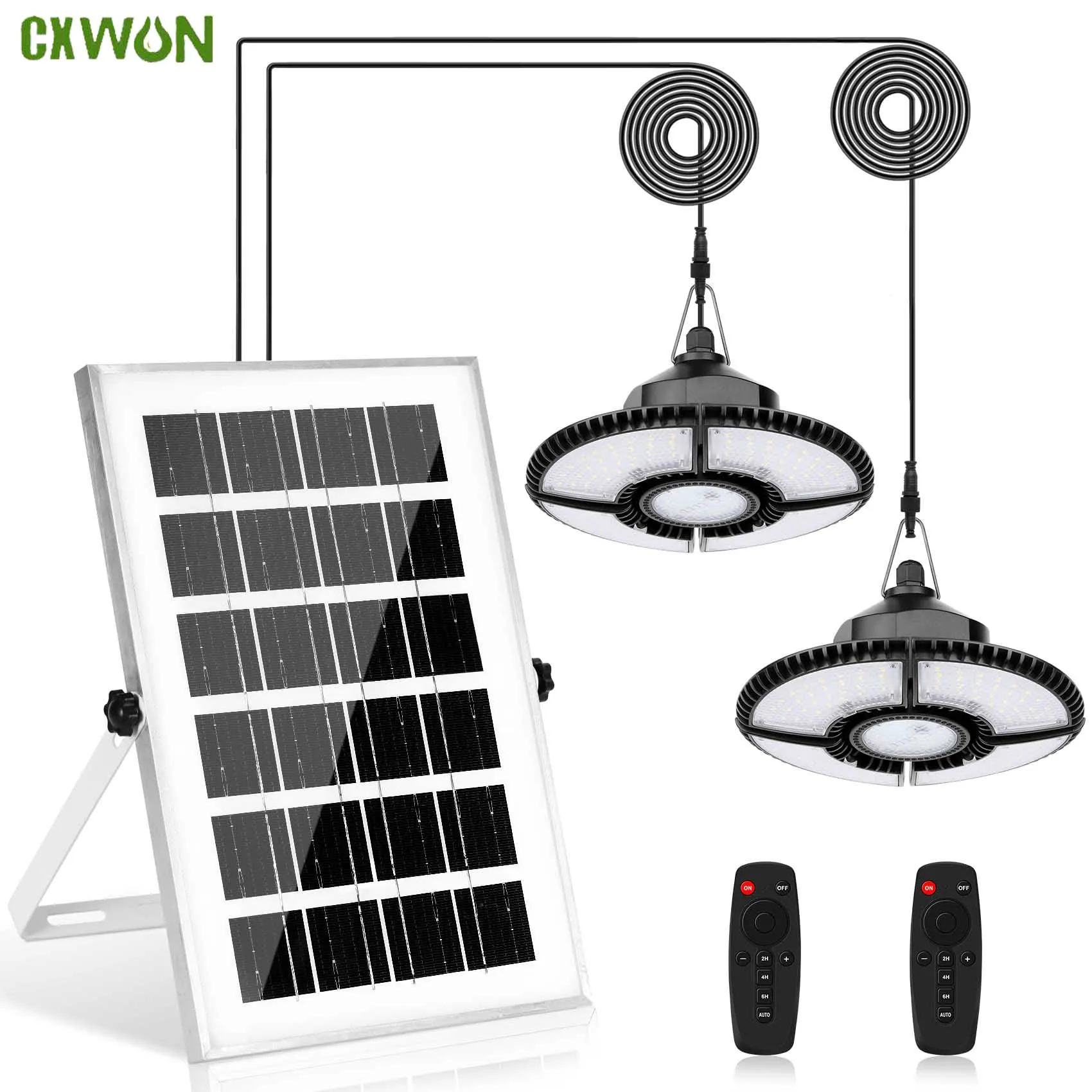 Solar Shed Light Upgrade Double Head 1000LM Indoor Dimmable 272LED Solar Chandelier Pendant Lights for Garage Gazebo Home Lamp