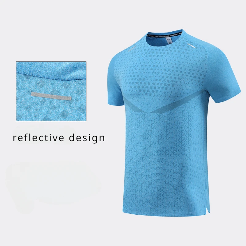 

Summer Quick-dry Mens T Shirts Sport Running Training Cool Feeling Short-sleeve Bodybuilding Fitness Gym Shirt Basketball Jersey