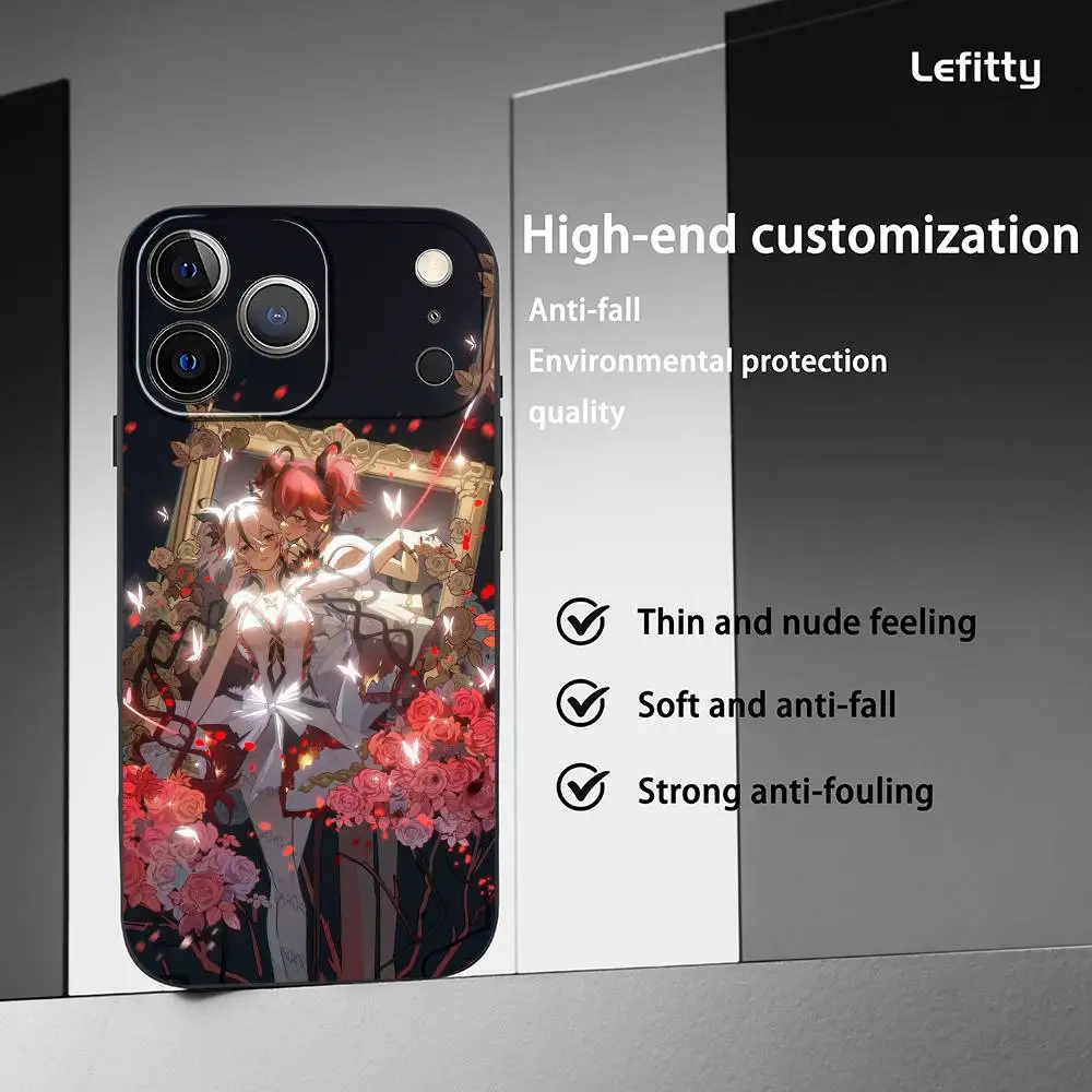 Casing Ponsel Carlotta Wuthering Waves yang Lucu Untuk IPhone 17 16 15 14 13 12 11 Pro Max Plus Mini Hitam Berlapis Lembut Funda