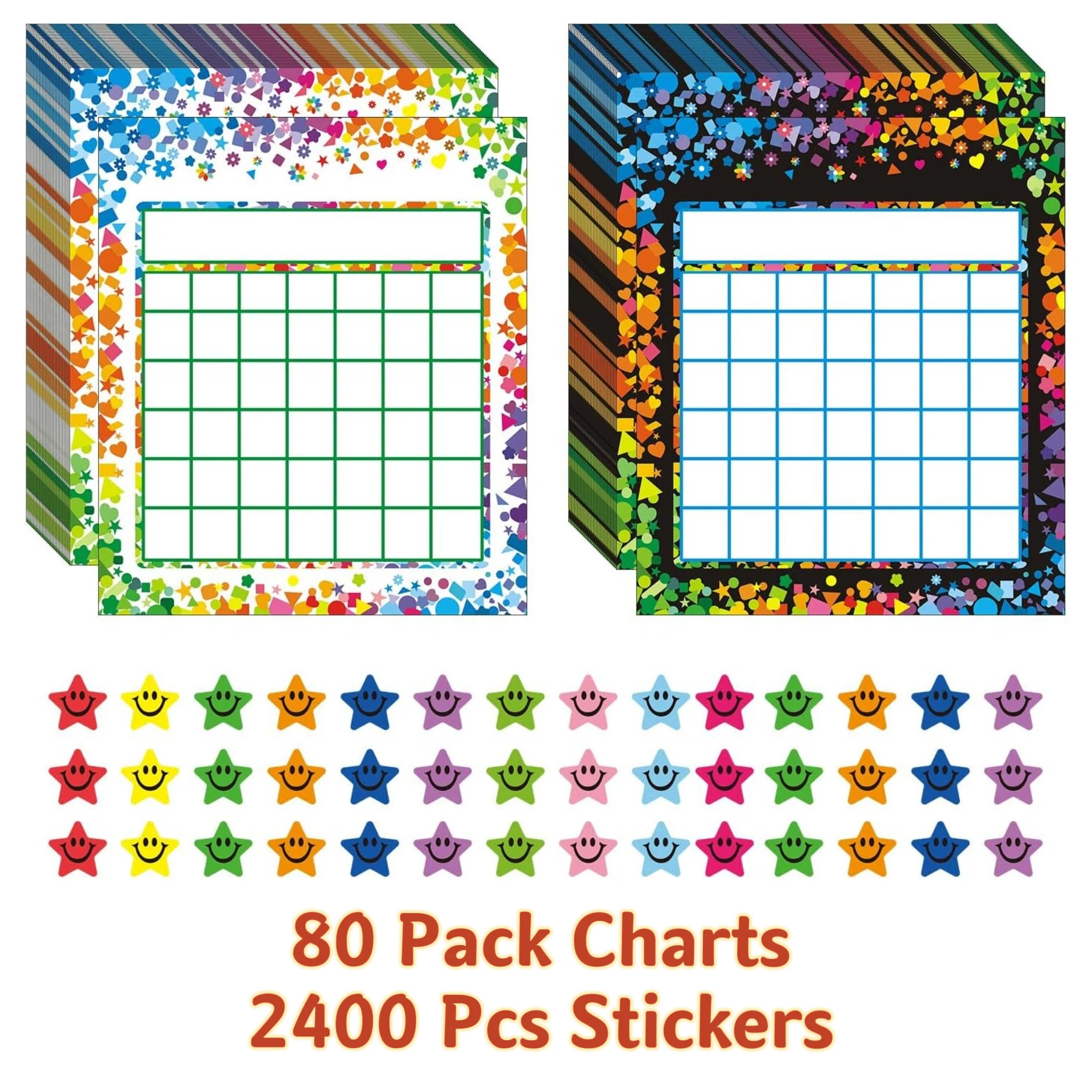 

2400 Pcs Star Stickers for Reward Chart, 80 Sheets Behavior Chart for Kids Classroom Home, Teacher Parent Student Incentive Tool