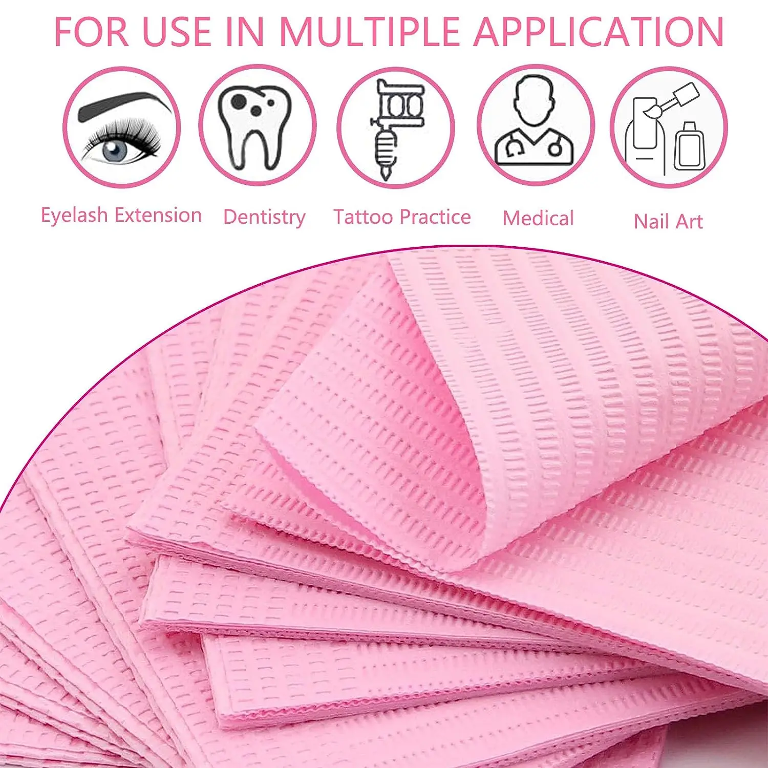 20pcs Pink Waterproof Nail Tips Art Table Towels Mat Paper Disposable Foldable Nails Waterproof Pad For Salon Practice Manicure