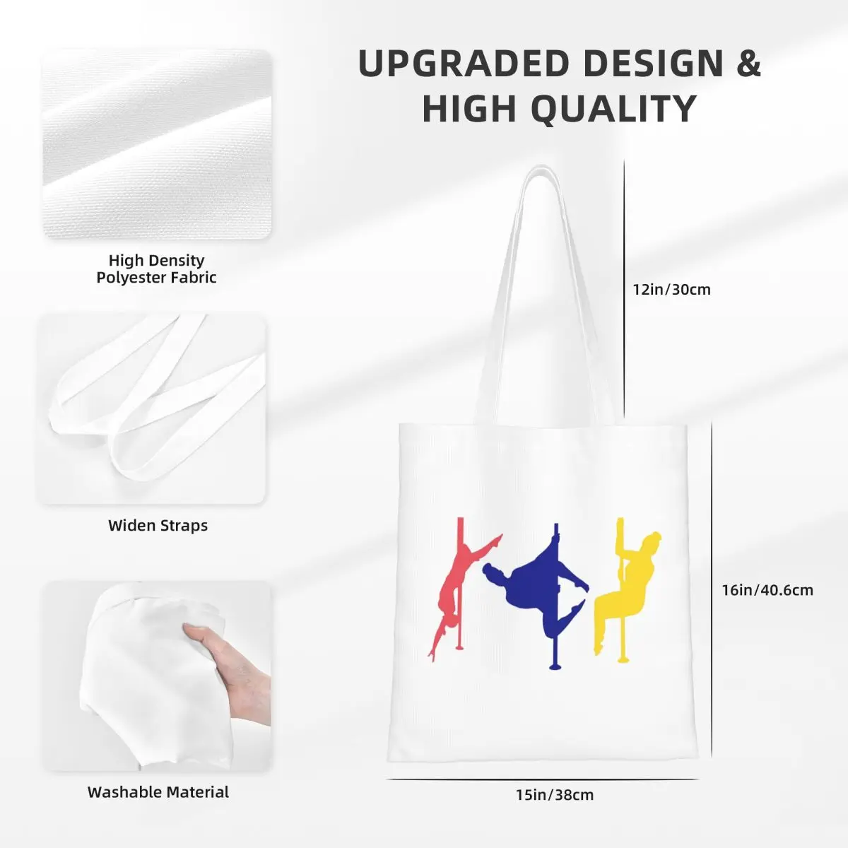 Hangback الضفدع القطب الرقص أرقام القطب الرقص أكياس التسوق قماش حمل حقيبة قابلة لإعادة الاستخدام للنساء حقيبة كتف حقيبة يد للسفر #4